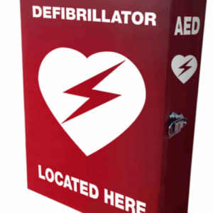 Metal Defibrillator Cabinet RED with Solid front & Artwork