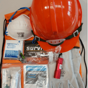 PPE kit in a drawstring bag