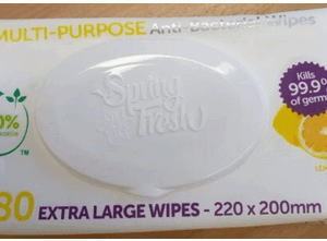 Spring Fresh multi-purpose 80pk wipes (lemon or orange)